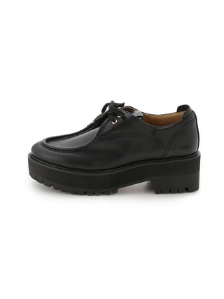 Chunky Platform Lace-Up Leather Loafers in Black, Premium Footwear, Shoes & Slippers at SNIDEL USA