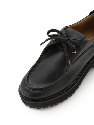 Chunky Platform Lace-Up Leather Loafers in Black, Premium Footwear, Shoes & Slippers at SNIDEL USA