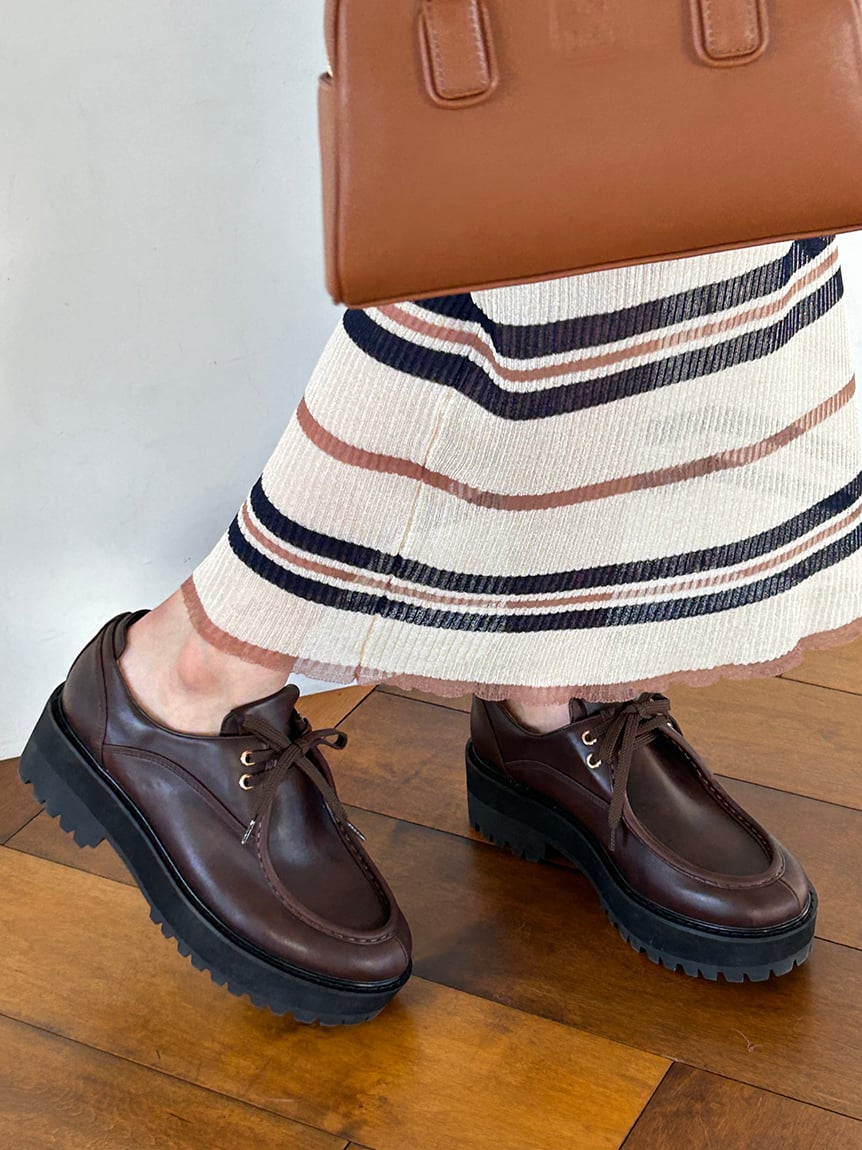 Chunky Platform Lace-Up Leather Loafers - Main Image