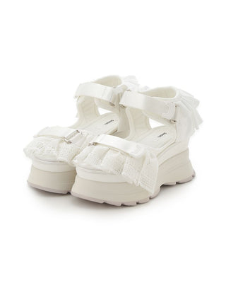 Ruffled Strap Chunky Sandals in IVORY, Premium Footwear, Shoes & Slippers at SNIDEL USA.