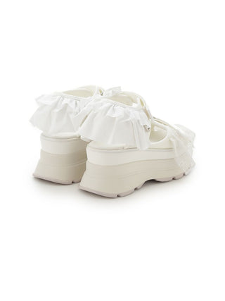 Ruffled Strap Chunky Sandals in IVORY, Premium Footwear, Shoes & Slippers at SNIDEL USA.