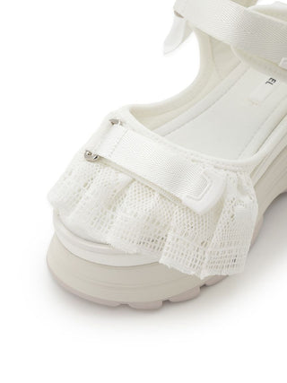 Ruffled Strap Chunky Sandals in IVORY, Premium Footwear, Shoes & Slippers at SNIDEL USA.