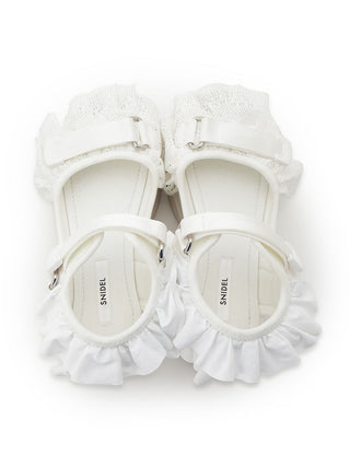 Ruffled Strap Chunky Sandals in IVORY, Premium Footwear, Shoes & Slippers at SNIDEL USA.