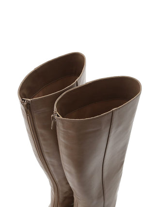 Heeled Long Boots in Beige, Premium Footwear, Shoes & Slippers at SNIDEL USA