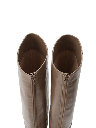 Heeled Long Boots in Beige, Premium Footwear, Shoes & Slippers at SNIDEL USA