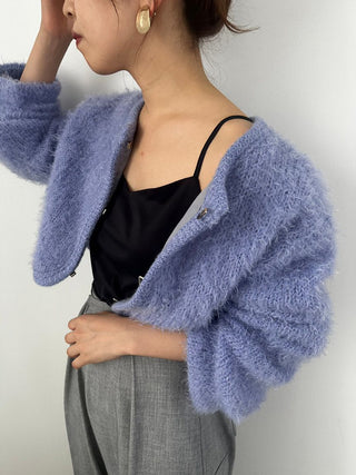 Fur-like Knit Cropped Cardigan in lavender, Premium Fashionable Women's Tops Collection at SNIDEL USA