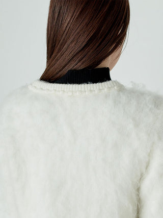 fur-like knit jacket in White, Premium Women's Knitwear at SNIDEL USA
