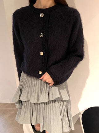 fur-like knit jacket in Navy, Premium Women's Knitwear at SNIDEL USA