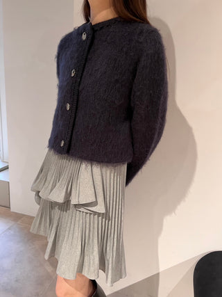 fur-like knit jacket in Navy, Premium Women's Knitwear at SNIDEL USA