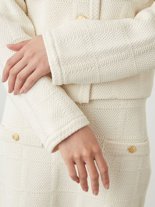 Tweed Knit Cardigan in Ivory, Premium Women's Knitwear at SNIDEL USA.