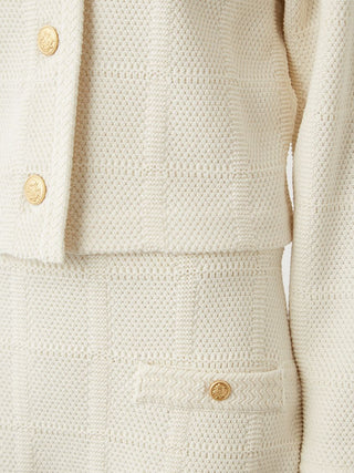 Tweed Knit Cardigan in Ivory, Premium Women's Knitwear at SNIDEL USA.