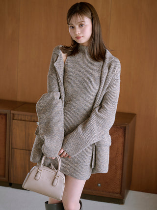 Mini Knit Dress in GRAY, Premium Women's Knitwear at SNIDEL USA.