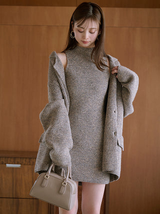 Mini Knit Dress in GRAY, Premium Women's Knitwear at SNIDEL USA.