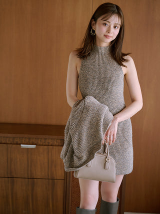 Mini Knit Dress in GRAY, Premium Women's Knitwear at SNIDEL USA.