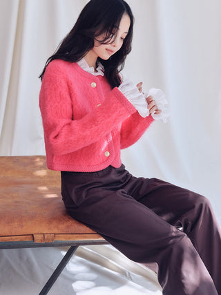 Fur-Like Frill Knit Jacket