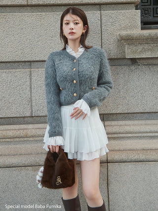 Fur-Like Frill Knit Jacket