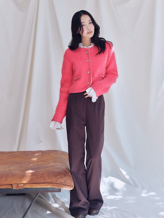 Fur-Like Frill Knit Jacket