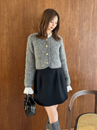 Fur-Like Frill Knit Jacket