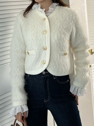 Fur-Like Frill Knit Jacket