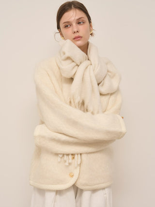 Fur-Like Midi Knit Jacket