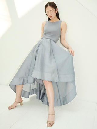  Knit Docking Sheer Dress in blue, premium women's dress at SNIDEL USA