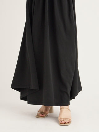Sustainable Puff Sleeve Back Bowtie Knit Dress in black, premium women's dress at SNIDEL USA