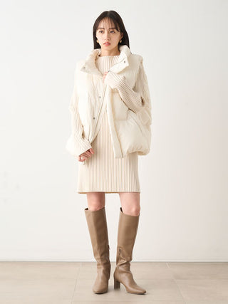  Sustainable Mini Rib Knit Dress in ivory, Luxury Women's Dresses at SNIDEL USA