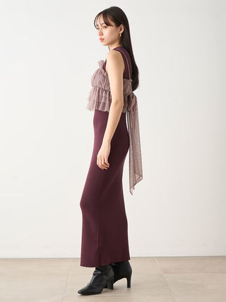 Sustainable Tulle & Sleeveless Maxi Knit Dress