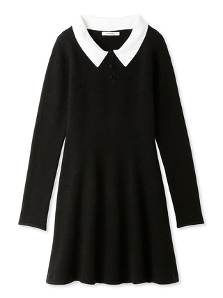 Preppy Style Mini Knit Dress in black, Luxury Women's Dresses at SNIDEL USA.