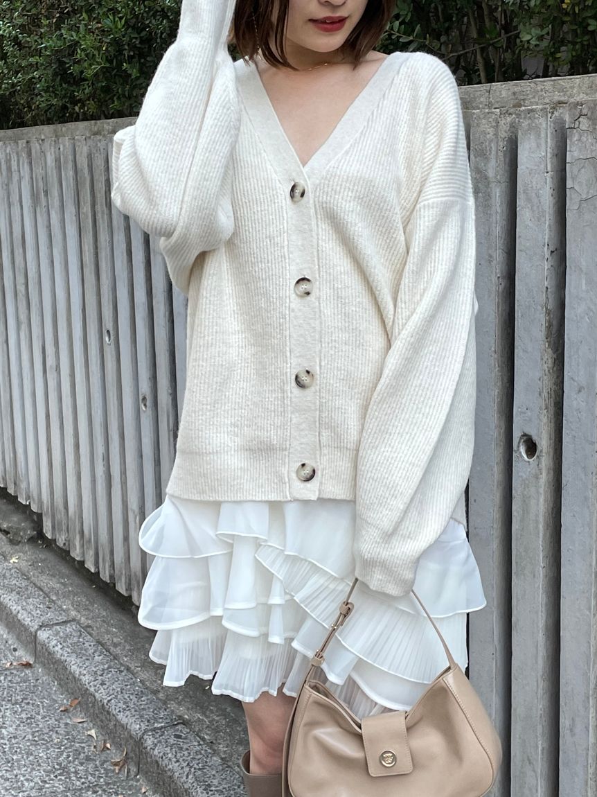 Knit Cardigan Set with Frilled Cami Dress – SNIDEL