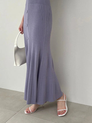 Ribbed Button-Down Sleeveless Maxi Dress in Gray at Luxury Women's Dresses at SNIDEL USA