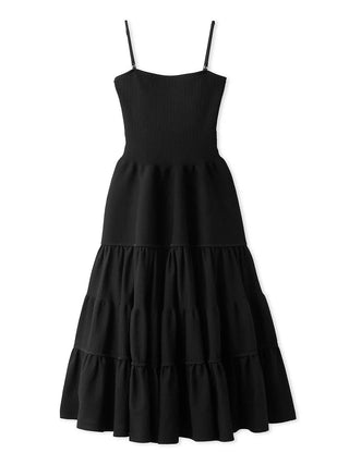 Tube Knit Tiered Dress in Black at Luxury Women's Dresses at SNIDEL USA