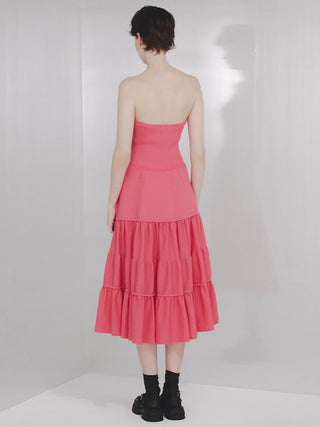 Tube Knit Tiered Dress in Pink at Luxury Women's Dresses at SNIDEL USA