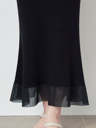 Chiffon Bow Knit Midi Dress in Black at Luxury Women's Dresses at SNIDEL USA