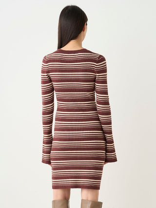 Bell Sleeve Knit Bodycon Dress in Border, Luxury Women's Dresses at SNIDEL USA