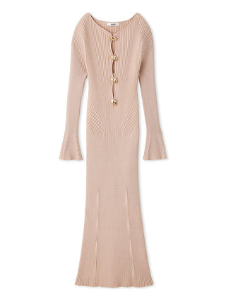 Long Sleeve Ribbed Knit Bodycon Dress in PINK, Luxury Women's Dresses at SNIDEL USA.