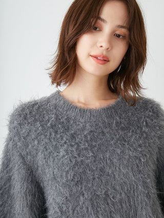 Soft Ombre Mohair-Blend Sweater Dress in GRAY, Premium Women's Fashionable Sweater, Pullover at SNIDEL USA.