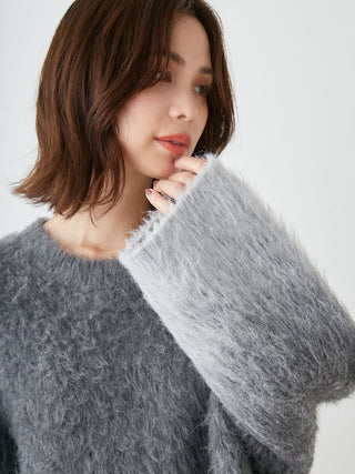 Soft Ombre Mohair-Blend Sweater Dress in GRAY, Premium Women's Fashionable Sweater, Pullover at SNIDEL USA.