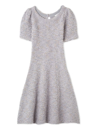 Short Sleeve Bouclé Knit Dress in Gray, Luxury Women's Dresses at SNIDEL USA