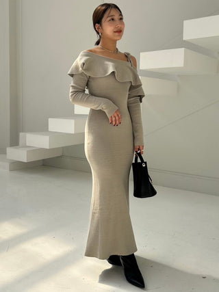 One-Shoulder Cape Knit Dress