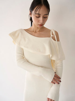 One-Shoulder Cape Knit Dress