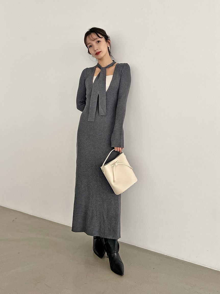 Choker Detail Maxi Knit Dress F(ONE SIZE) / Black Choker Detail Maxi Knit Dress F(ONE SIZE) / Black