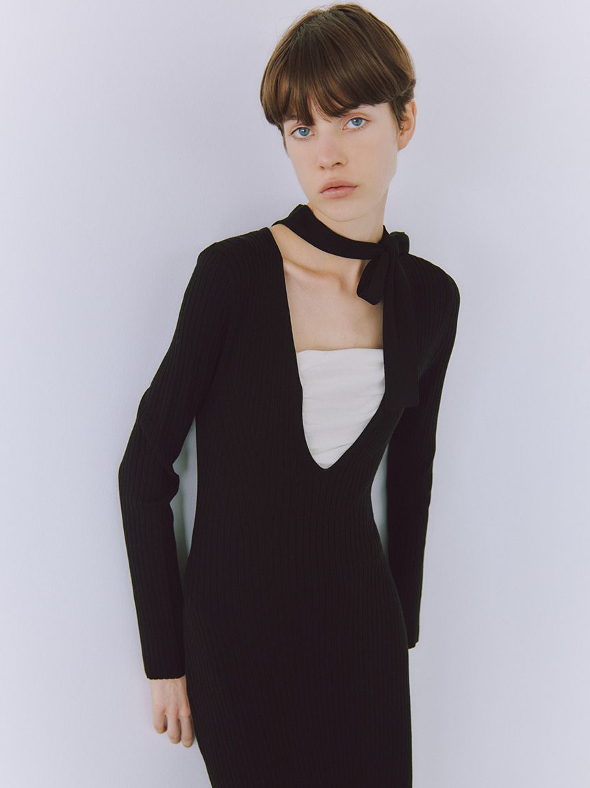 choker knit dress Scoop neck knit choker mini dress shoppinglist.online