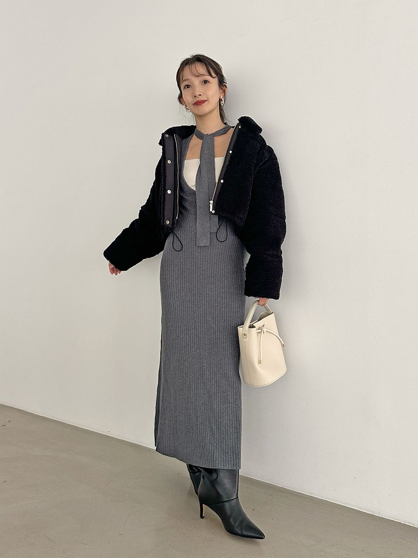 choker knit dress Choker Knitted Bandeau Midi Dress Black