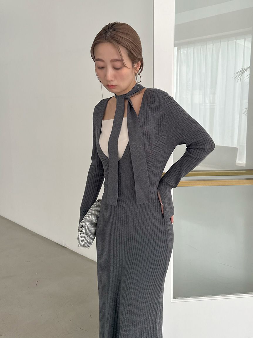 Choker Detail Maxi Knit Dress F(ONE SIZE) / Black Choker Detail Maxi Knit Dress F(ONE SIZE) / Black
