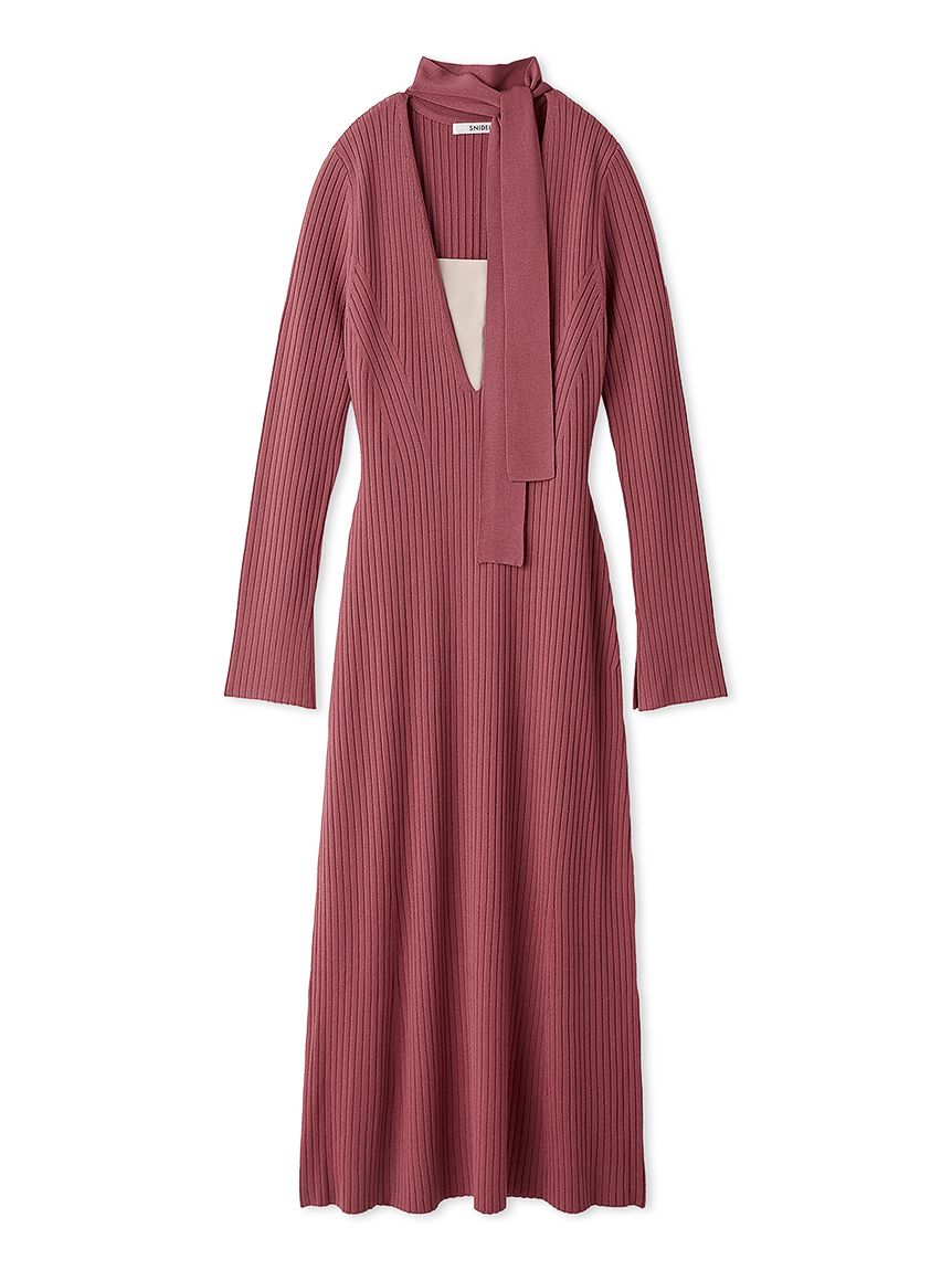 Choker Detail Maxi Knit Dress F(ONE SIZE) / PINK Choker Detail Maxi Knit Dress F(ONE SIZE) / PINK