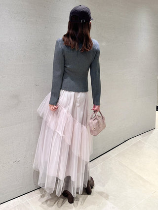 Polo Knit Set With Tulle Midi Skirt