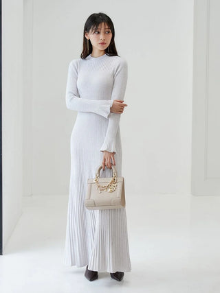 Backless Maxi Knit Dress in Off White, Luxury Women's Dresses at SNIDEL USA