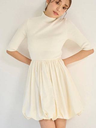 Balloon Docking Mini Knit Dress in Ivory, Luxury Women's Dresses at SNIDEL USA