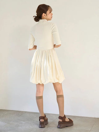 Balloon Docking Mini Knit Dress in Ivory, Luxury Women's Dresses at SNIDEL USA